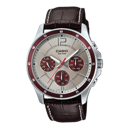 Casio Men Leather Watch MTP-1374L-7A1
