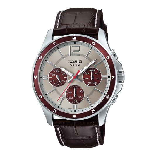 Casio Men Leather Watch MTP-1374L-7A1