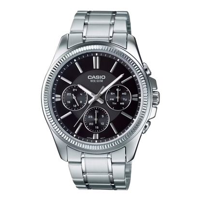 Casio Classic Multifunction Silver St.Steel Black Dial for Men