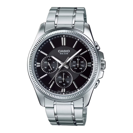 Casio Classic Multifunction Silver St.Steel Black Dial for Men