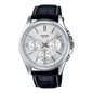 Casio MTP-1375L-7A Classic Multifunction Black Leather Silver Dial for Men