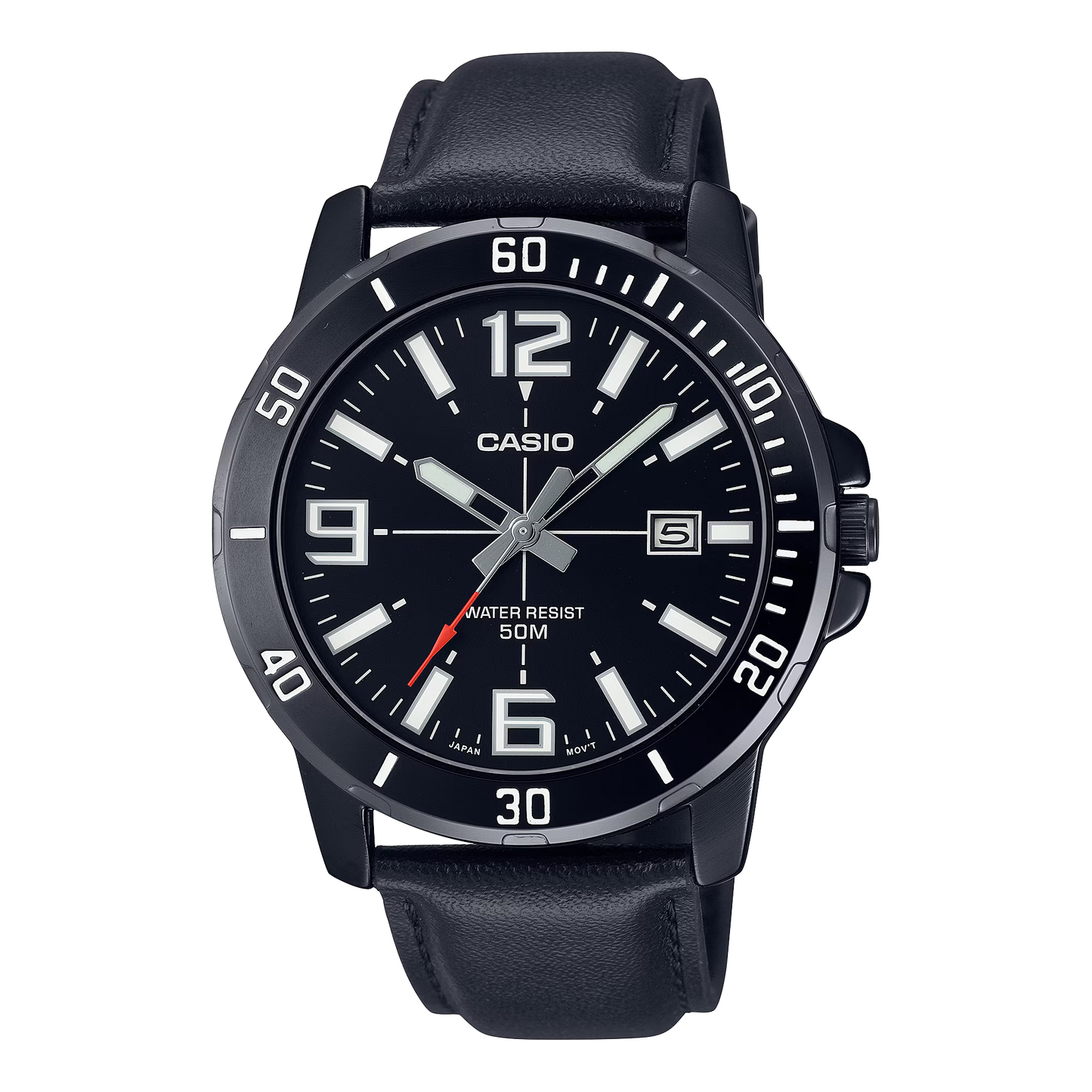 Casio, MTP-VD01BL-1BVUDF, Men's Watch - Black Leather