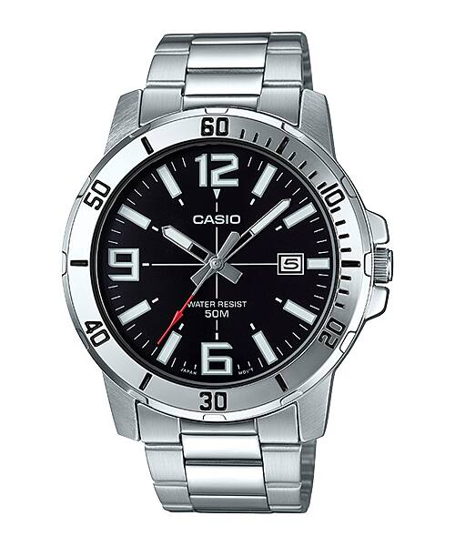 Casio MTP-VD01D-1BV Men's Enticer Stainless Steel Black Dial Casual Analog