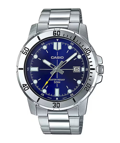 Casio MTP-VD01D-2EV Men's Enticer Stainless Steel Blue Dial Casual Analog