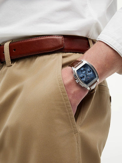 TOMMY HILFIGER 1710760 BROWN LEATHER BAND BLUE DIAL FOR MEN