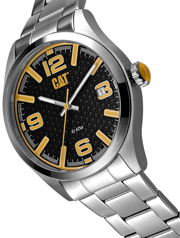 CAT QA.141.11.137 Silver Steel Band Black Dial For Men