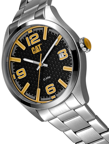 CAT QA.141.11.137 Silver Steel Band Black Dial For Men