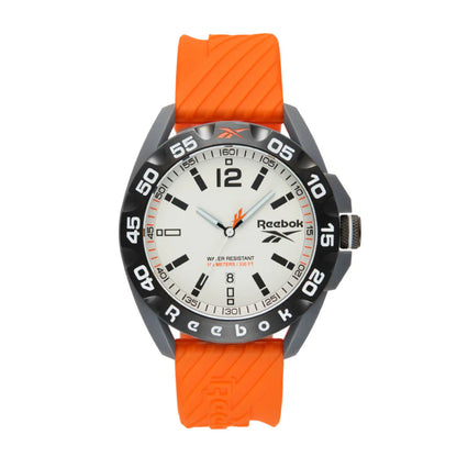 Reebok RV-EMB-G3-PAIO-1B Orange Rubber Band White Dial For Men