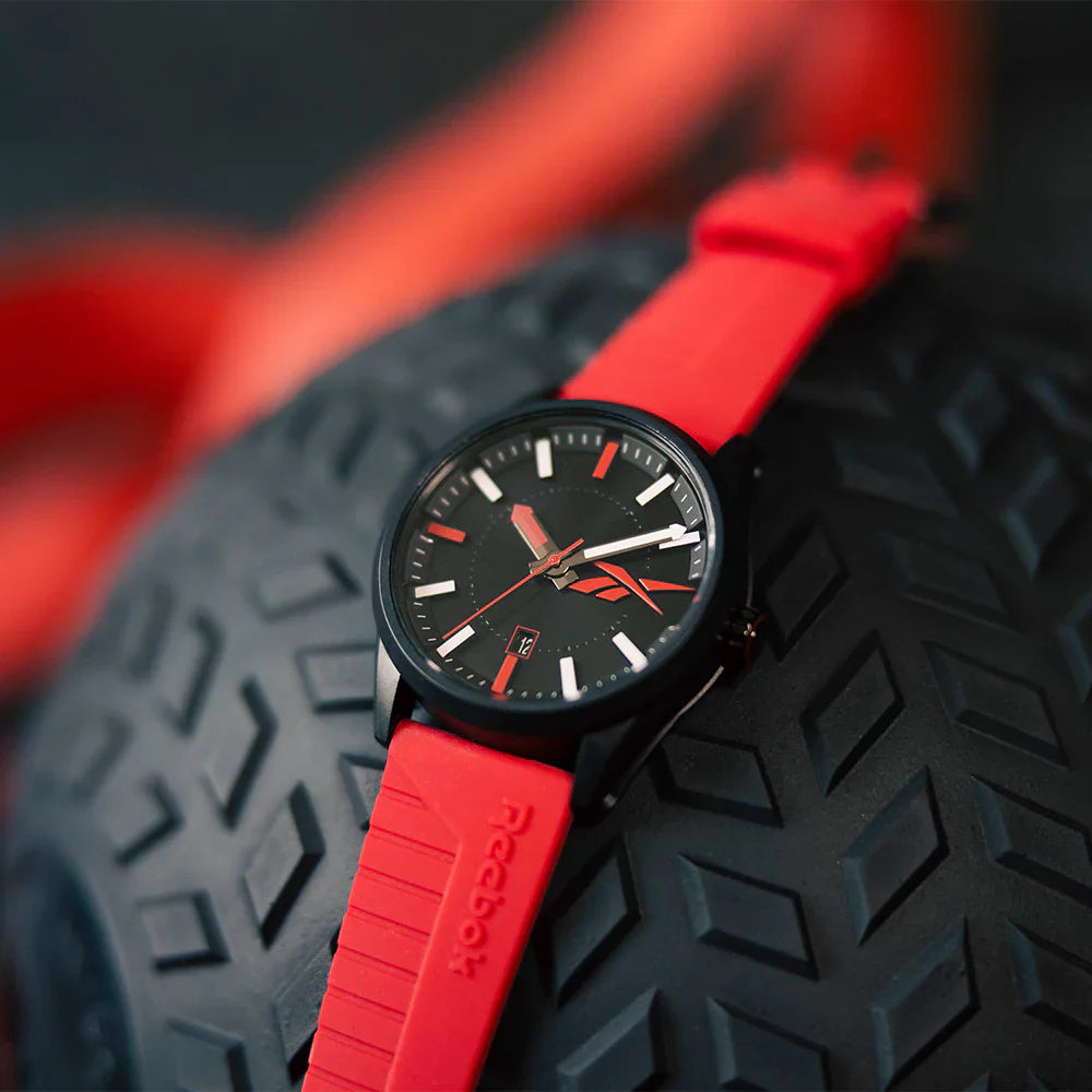 Reebok RV-ROV-G3-PBIR-BR Red Rubber Band Black Dial For Men