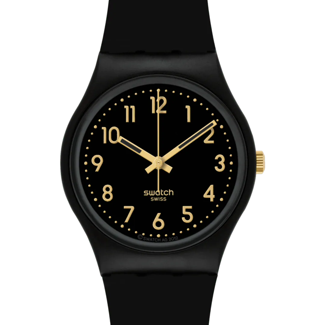 SWATCH SO28B113 BLACK RUBBER BAND BLACK DIAL FOR WOMEN