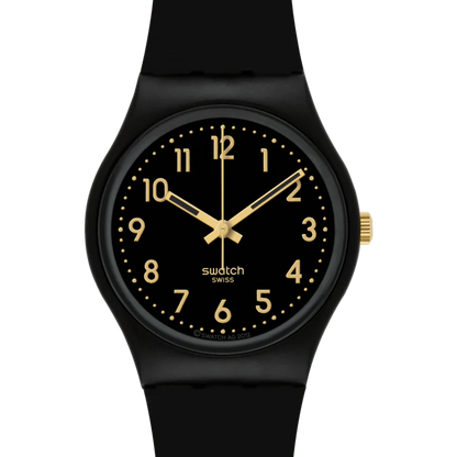 SWATCH SO28B113 BLACK RUBBER BAND BLACK DIAL FOR WOMEN