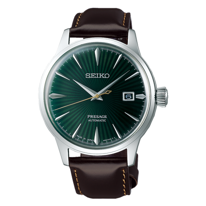 SEIKO SRPD37J1 BROWN LEATHER BAND GREEN DIAL FOR MEN