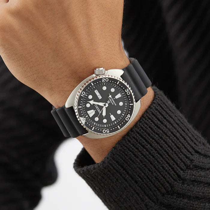 SEIKO SRPE93K1 BLACK RUBBER BAND BLACK DIAL FOR MEN
