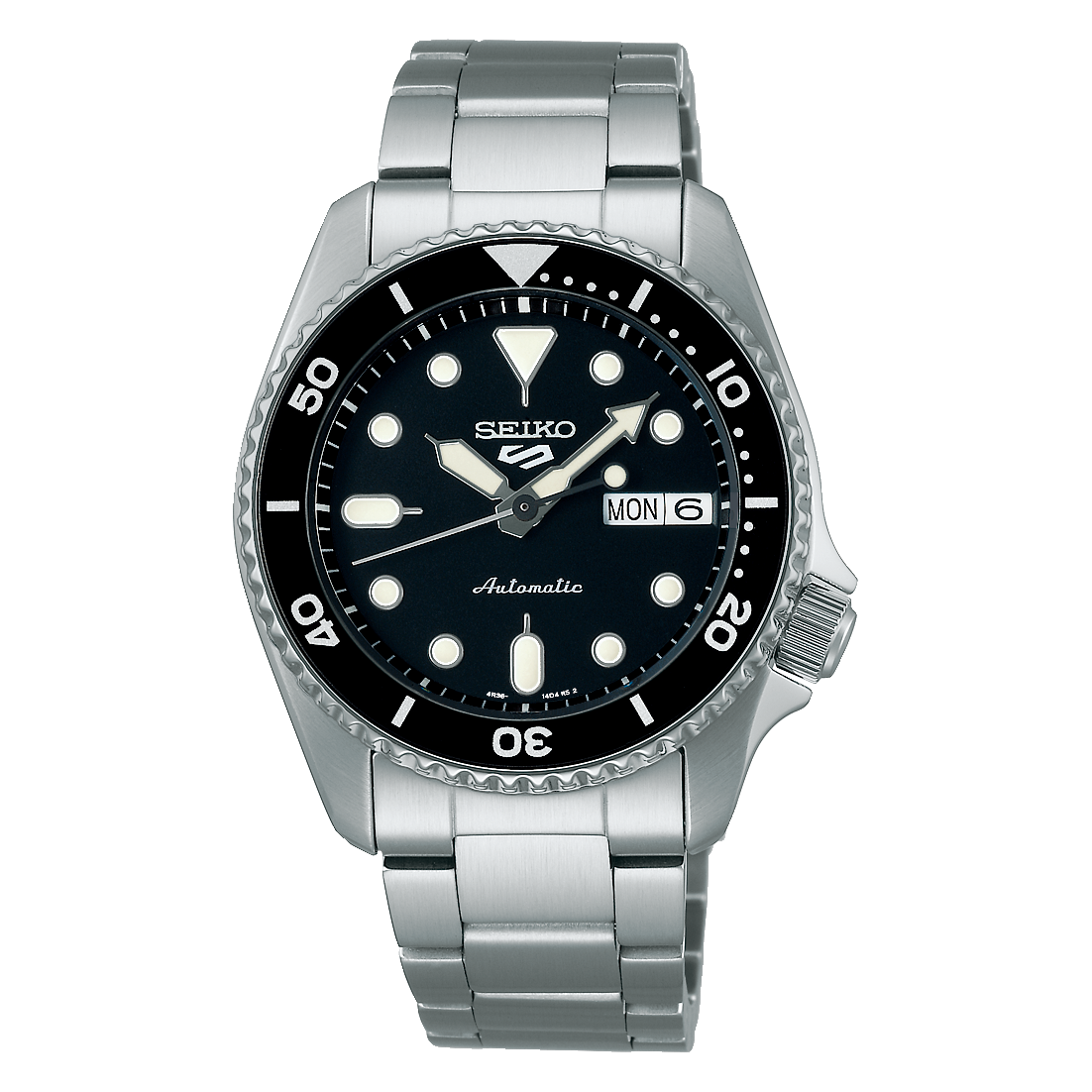 SEIKO SRPK29K1 SILVER STEEL BAND BLACK DIAL FOR MEN