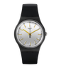 SWATCH SUOB132 BLACK RUBBER BAND SILVER DIAL FOR UNISEX