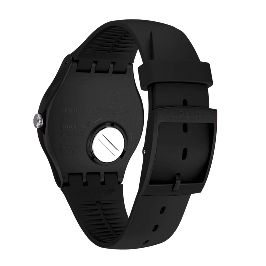 SWATCH SUOB172 RUBBER BLACK BAND SILVER DIAL UNISEX