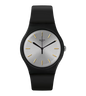 SWATCH SUOB173 BLACK RUBBER BAND SILVER DIAL UNISEX