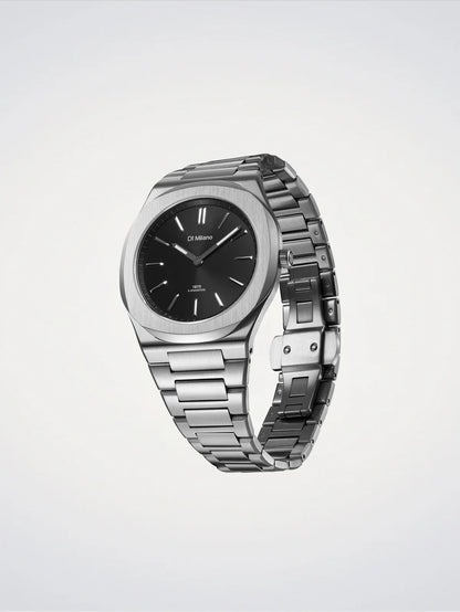 D1 MILANO D1-UHBJ01 SILVER STEEL BAND BLACK DIAL FOR MEN