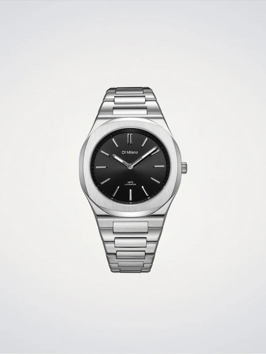 D1 MILANO D1-UHBJ01 SILVER STEEL BAND BLACK DIAL FOR MEN