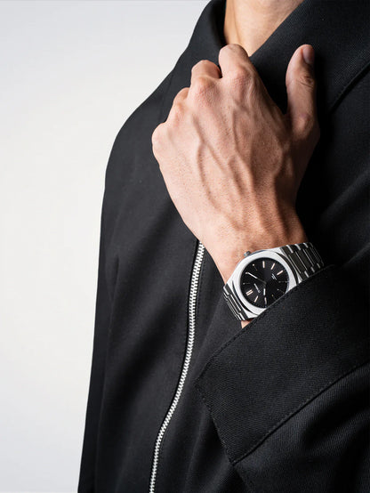 D1 MILANO D1-UHBJ01 SILVER STEEL BAND BLACK DIAL FOR MEN