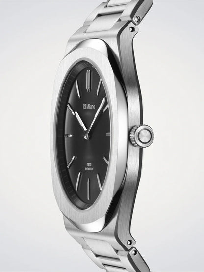 D1 MILANO D1-UHBJ01 SILVER STEEL BAND BLACK DIAL FOR MEN
