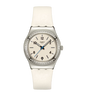SWATCH YLS471 WHITE LEATHER BAND WHITE DIAL FOR WOMEN