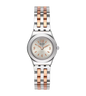 SWATCH YSS308G STEEL SILVER AND ROSE GOLD BAND SILVER DIAL FOR WOMEN