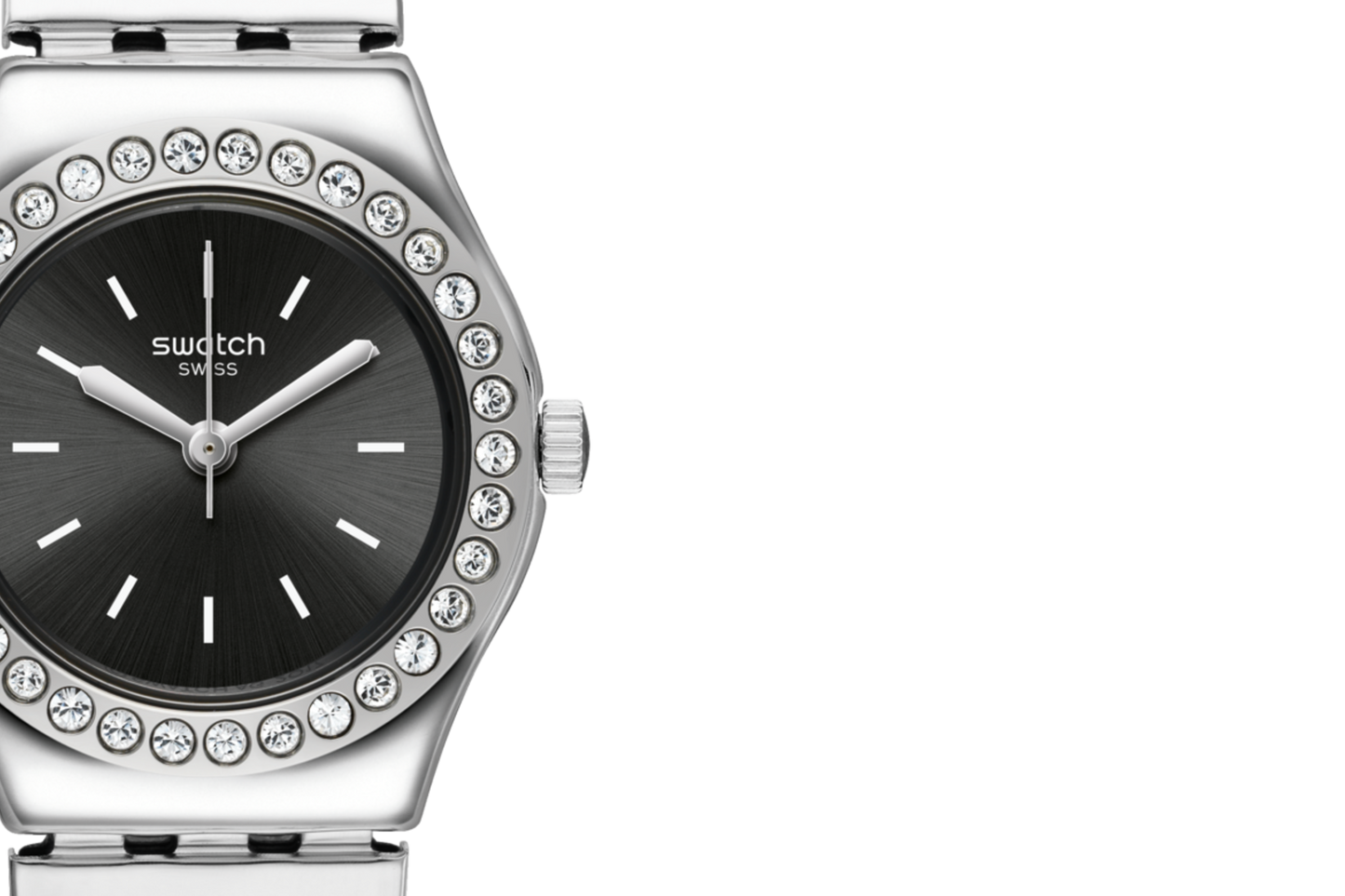 SWATCH YSS318A STEEL SILVER BAND BLACK DIAL FOR WOMEN