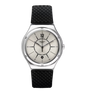 SWATCH YWS406 BLACK RUBBER BAND SILVER DIAL FOR MEN