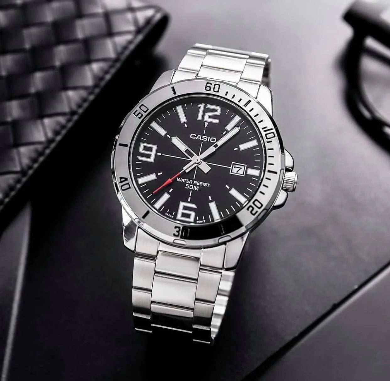 Casio MTP-VD01D-1BV Men's Enticer Stainless Steel Black Dial Casual Analog