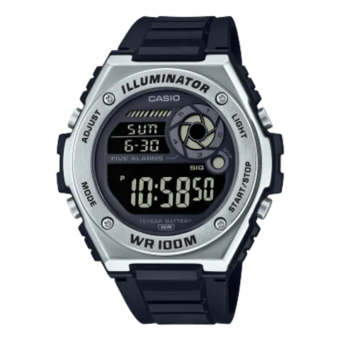 Casio Mens Digital 100M Watch MWD-100H-1B Black/Silver