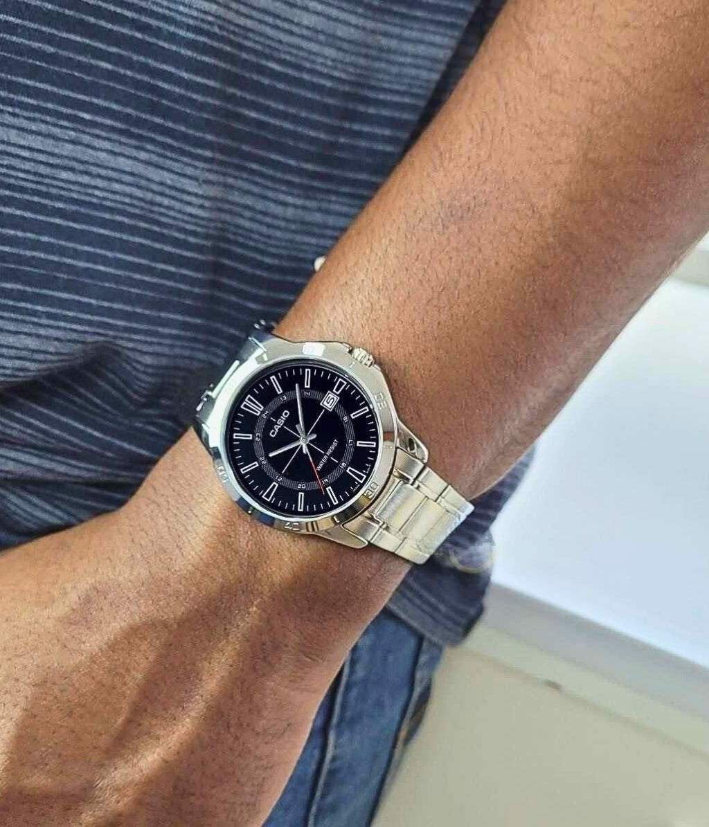 Casio MTP-V004D-1C Black Dial Stainless Steel Watch