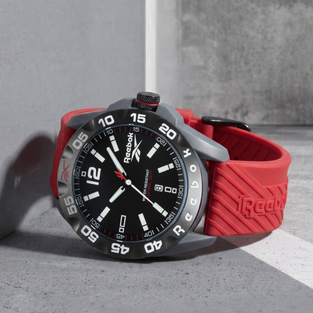 Reebok RV-EMB-G3-PAIR-BW Red Rubber Band Black Dial For Men