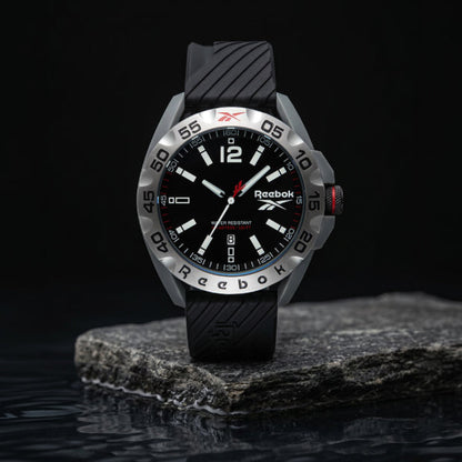 Reebok RV-EMB-G3-PAIB-BW Black Rubber Band Black Dial For Men