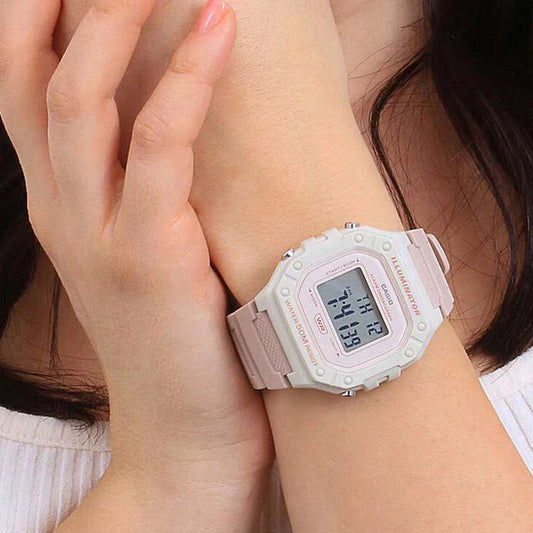CASIO Watch Youth Digital W-218HC-4A2 - Pink &amp; Beige