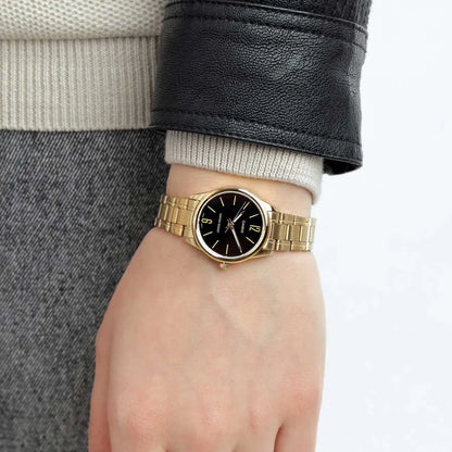 Casio Simple Golden St.Steel Black Dial For Women LTP-V005G-1B