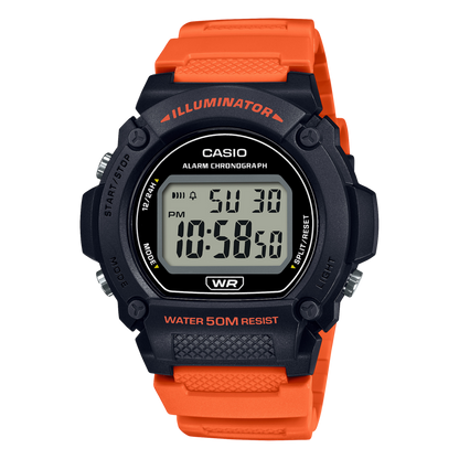 Casio Men's Digital Orange Resin Band Watch W-219H-4A