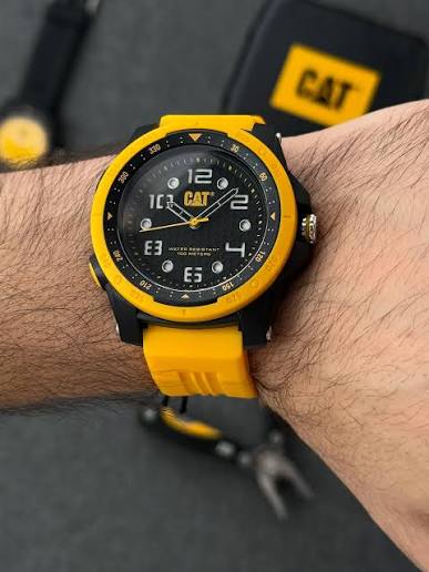 CAT LP.160.27.131 Yellow Rubber Band Black Dial For Men