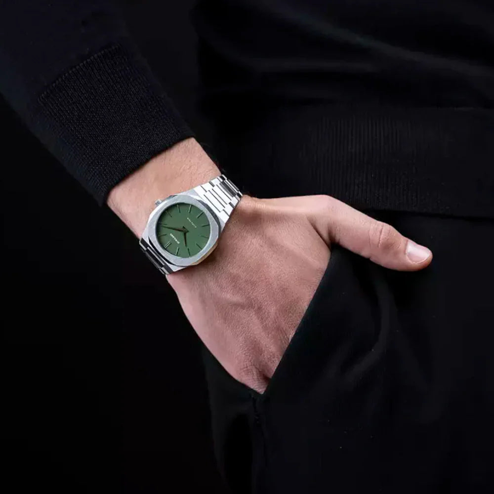 D1 MILANO D1-UTBJ06 SILVER STEEL BAND GREEN DIAL FOR MEN