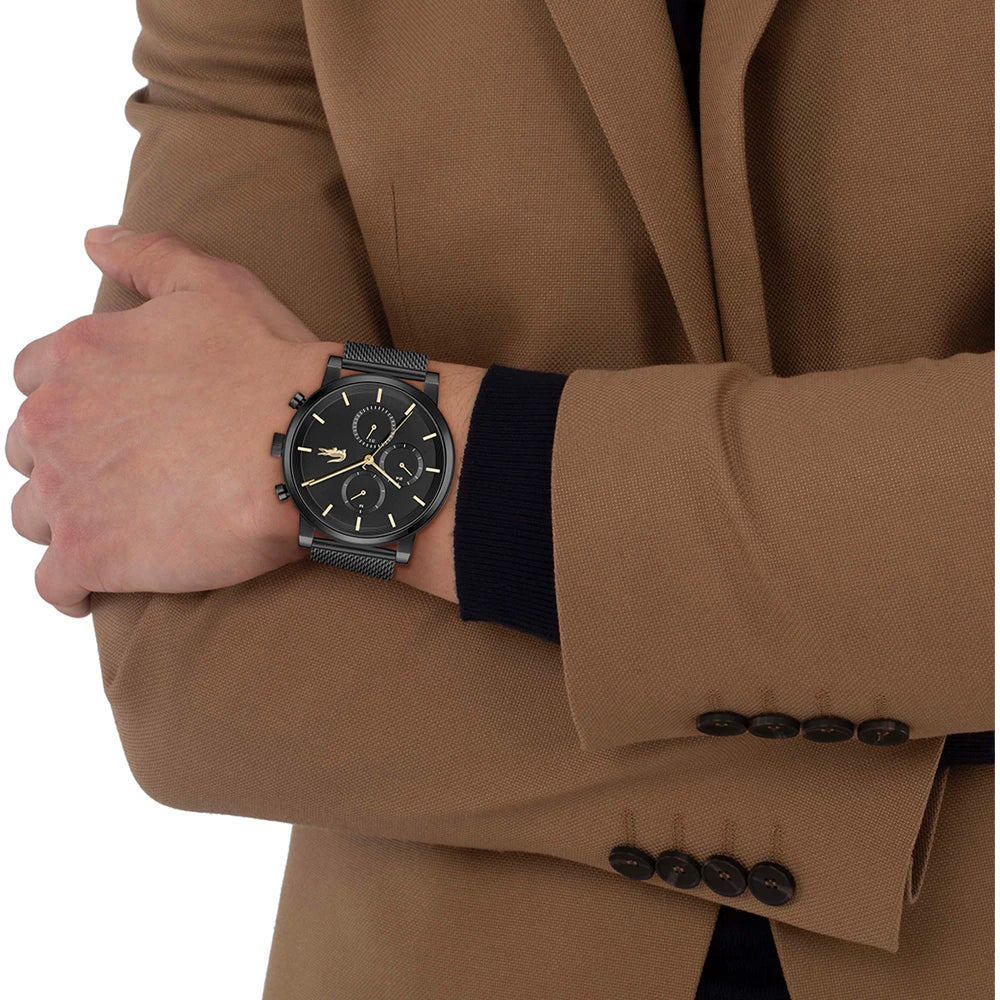 LACOSTE 2011485 BLACK STEEL BAND BLACK DIAL FOR MEN