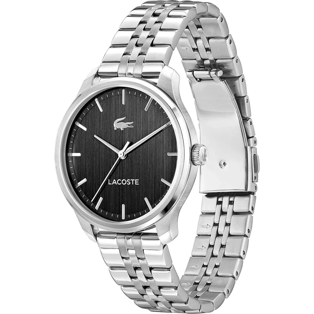 LACOSTE 20011510 SILVER STEEL BAND BLACK DIAL FOR MEN