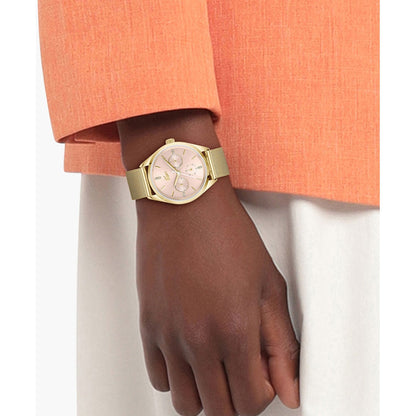 LACOSTE 2001499 GOLDEN STEEL BAND PINK DIAL FOR WOMEN