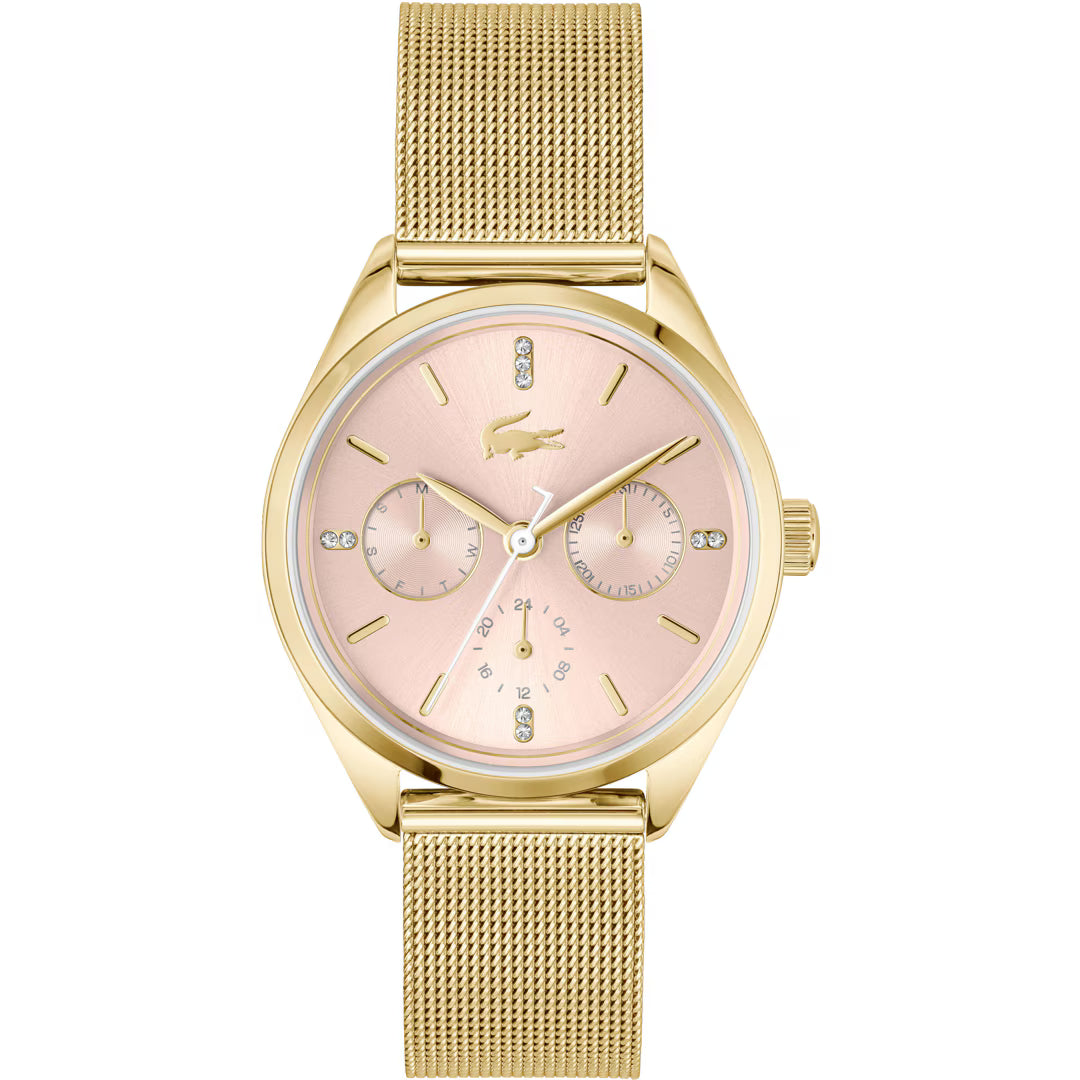 LACOSTE 2001499 GOLDEN STEEL BAND PINK DIAL FOR WOMEN