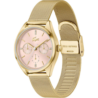 LACOSTE 2001499 GOLDEN STEEL BAND PINK DIAL FOR WOMEN