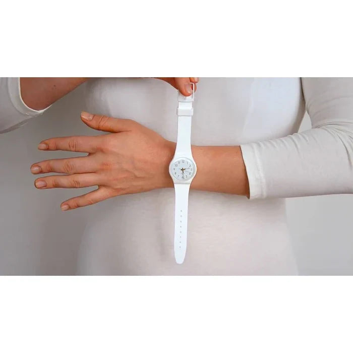SWATCH SO28W106-S14 WHITE RUBBER BAND WHITE DIAL FOR WOMEN