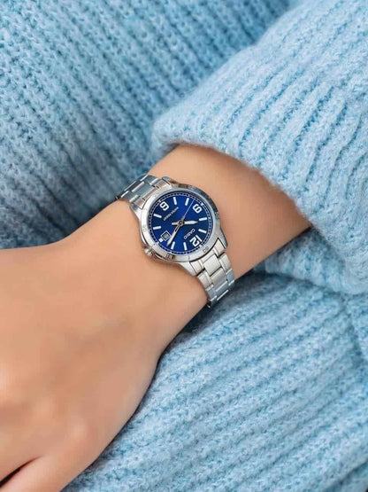 Casio LTP-V004D-2B Women's Dress Stainless Steel Blue Dial Date Watch