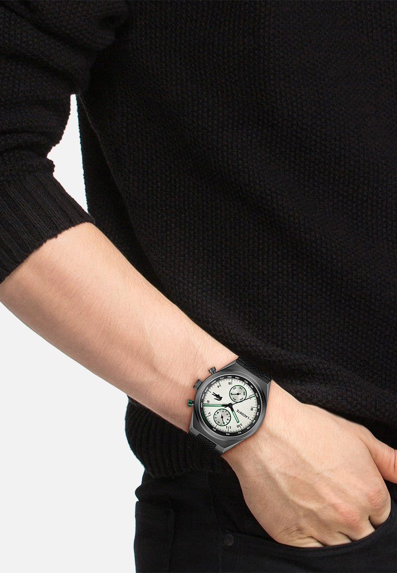 LACOSTE 2011498 BLACK RUBBER BAND SILVER DIAL FOR MEN