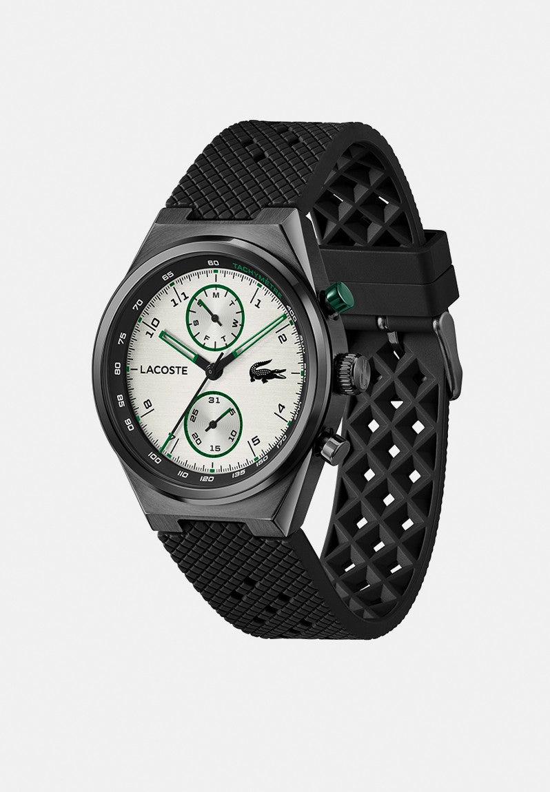 LACOSTE 2011498 BLACK RUBBER BAND SILVER DIAL FOR MEN