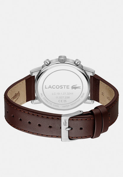 LACOSTE 2011486 BROWN LEATHER BAND WHITE DIAL  FOR MEN