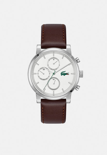 LACOSTE 2011486 BROWN LEATHER BAND WHITE DIAL  FOR MEN